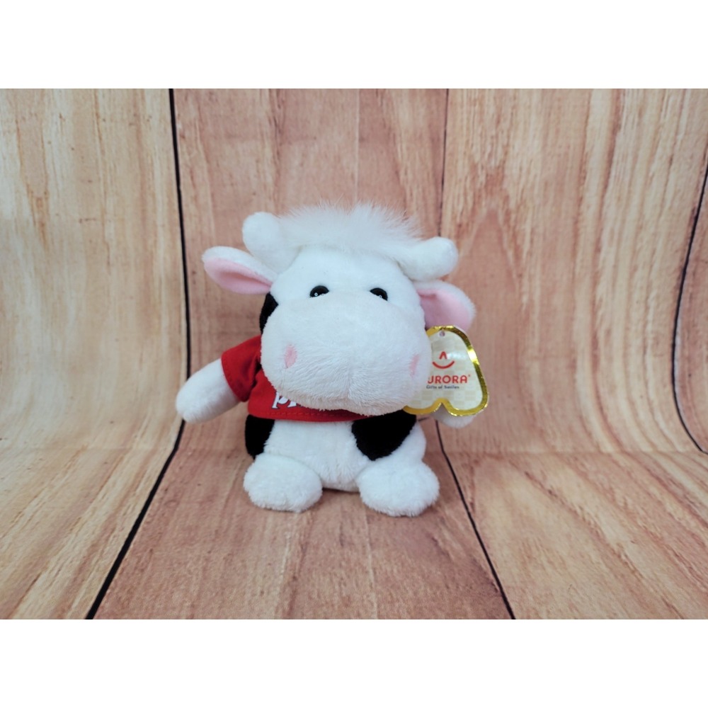 Aurora Brat Pack Cow Retro Pet Plush Stuffed‎ Animal 5"